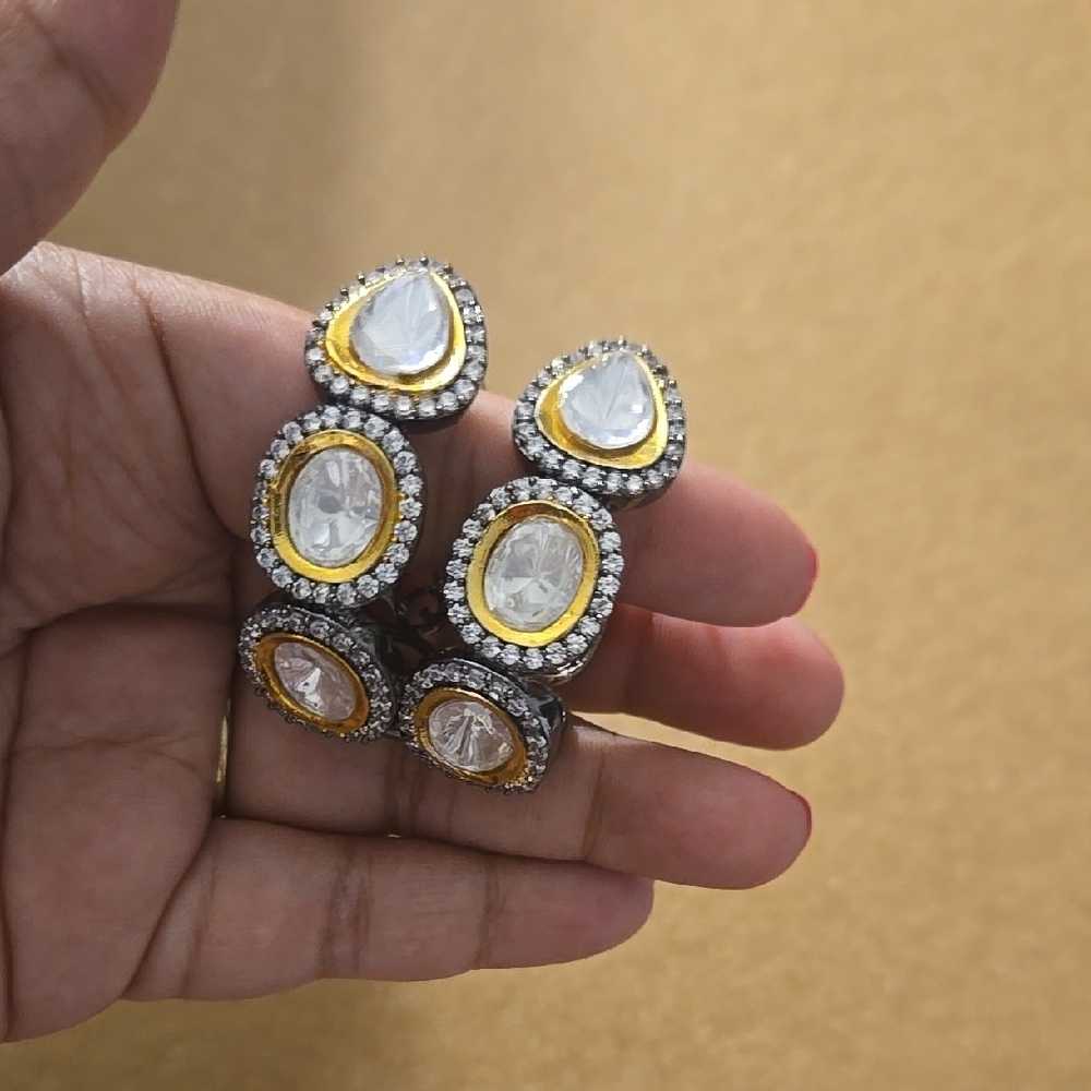 Elegant Gold and Silver Victorian Polish Hoop Earrings